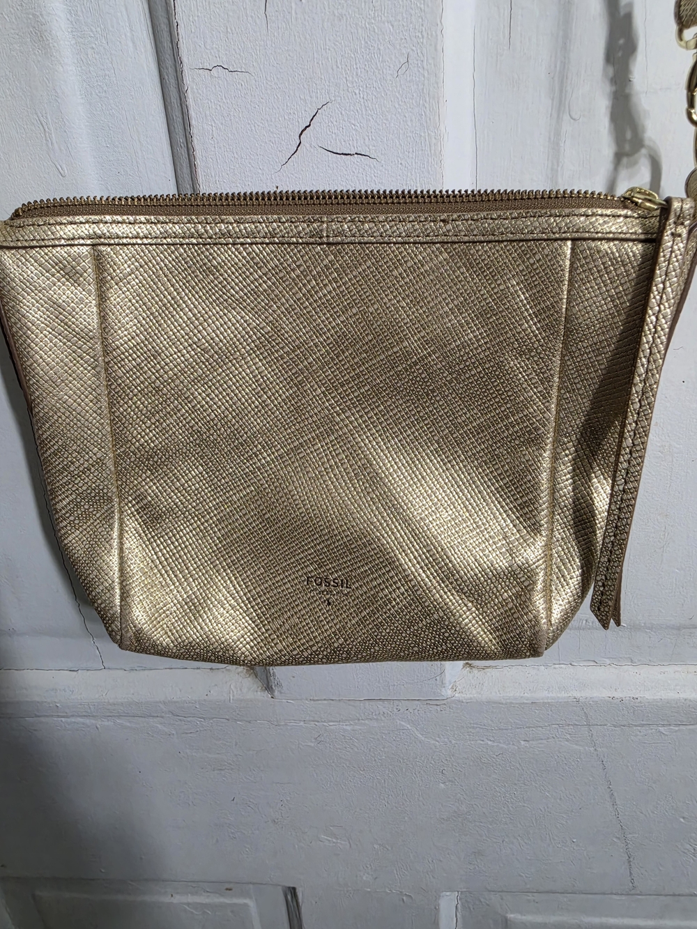 Fossil Metallic Gold Crossbody Wristlet